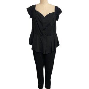 Charlotte Russe+ Black Peplum Top Sweetheart Neckline Short Sleeves 3X Made USA